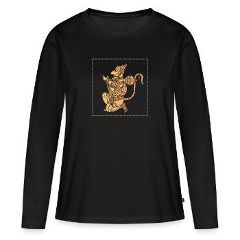 Hanuman monkey Ramayana - Women's Premium Organic Long Sleeve Shirt - black - Front - Julia (174cm)