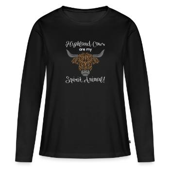 Scottish highland cow - Women's Premium Organic Long Sleeve Shirt - black - Front - Julia (174cm)