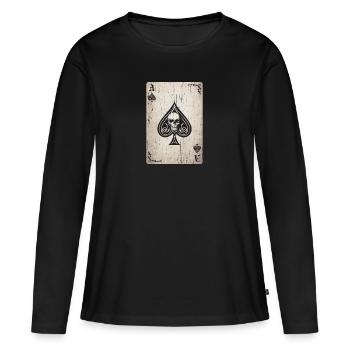 Carte de mort As de pique - T-shirt manches longues Premium bio Femme - noir - Devant - Julia (174cm)
