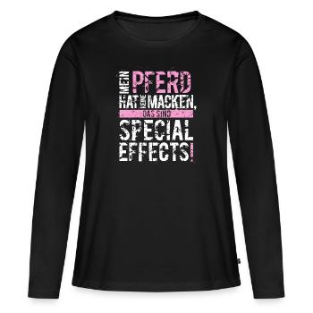 Mein Pferd hat keine Macken - Frauen Premium Bio Langarmshirt - Schwarz - Vorne - Julia (174cm)