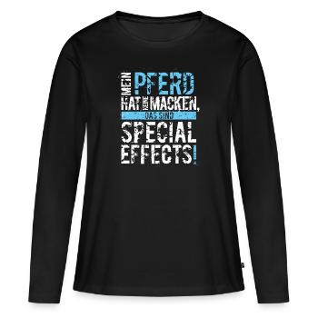 Mein Pferd hat keine Macken - Frauen Premium Bio Langarmshirt - Schwarz - Vorne - Julia (174cm)