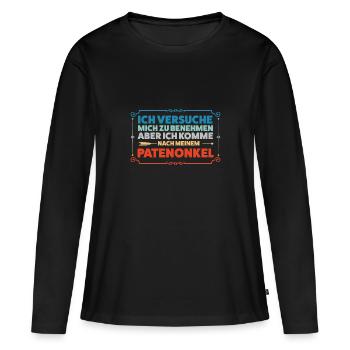 Patenonkel Familie Taufpate Geschenk - Frauen Premium Bio Langarmshirt - Schwarz - Vorne - Julia (174cm)