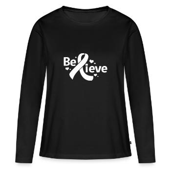Cancer du poumon - T-shirt manches longues Premium bio Femme - noir - Devant - Julia (174cm)