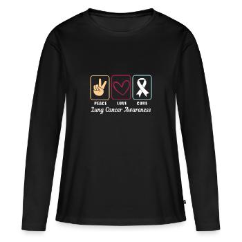 Poumon survivant du cancer du poumon - T-shirt manches longues Premium bio Femme - noir - Devant - Julia (174cm)