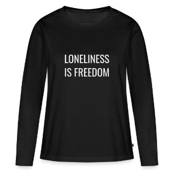 La solitude, c’est la liberté - T-shirt manches longues Premium bio Femme - noir - Devant - Julia (174cm)
