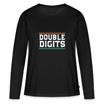 25e anniversaire Dix ans de naissance Date de naissance - T-shirt manches longues Premium bio Femme - noir - Devant - Julia (174cm)
