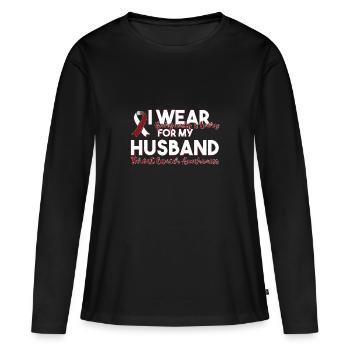 Cancer de la gorge - T-shirt manches longues Premium bio Femme - noir - Devant - Julia (174cm)