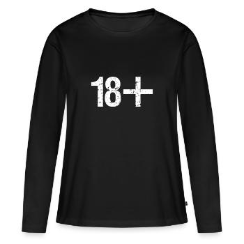 18 plus Vintage Distressed Retro - Frauen Premium Bio Langarmshirt - Schwarz - Vorne - Julia (174cm)