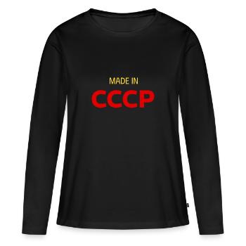 Fabriqué en URSS СССР - T-shirt manches longues Premium bio Femme - noir - Devant - Julia (174cm)