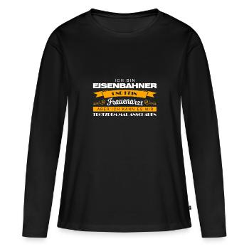 Eisenbahner Beruf Bahn Geschenk - Frauen Premium Bio Langarmshirt - Schwarz - Vorne - Julia (174cm)