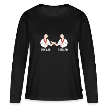 Wing Chun - T-shirt manches longues Premium bio Femme - noir - Devant - Julia (174cm)