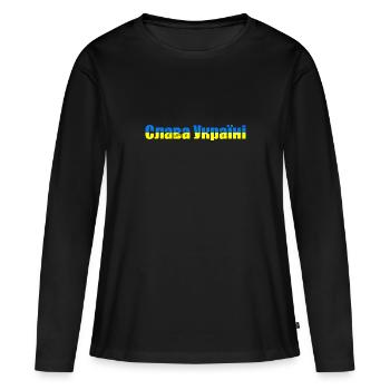 Ruhm Der Ukraine Ukrainischer Stolz Flagge - Frauen Premium Bio Langarmshirt - Schwarz - Vorne - Julia (174cm)
