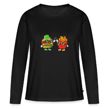 Cheeseburger Burger - Frauen Premium Bio Langarmshirt - Schwarz - Vorne - Julia (174cm)