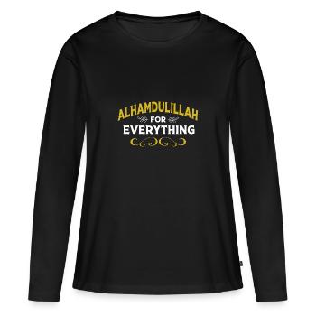 Islam musulman Muslima Aïd Moubarak Alhamdoulillah - T-shirt manches longues Premium bio Femme - noir - Devant - Julia (174cm)