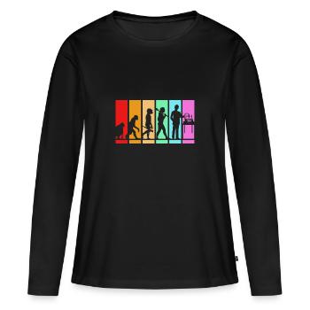 Impression 3D - T-shirt manches longues Premium bio Femme - noir - Devant - Julia (174cm)