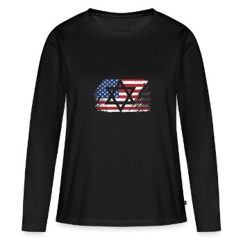 Hanoucca - T-shirt manches longues Premium bio Femme - noir - Devant - Julia (174cm)