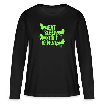 Cheval islandais: Cheval islandais Poney Merch - T-shirt manches longues Premium bio Femme - noir - Devant - Julia (174cm)