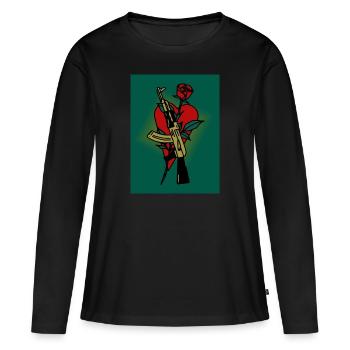 AK - 47 - T-shirt manches longues Premium bio Femme - noir - Devant - Julia (174cm)