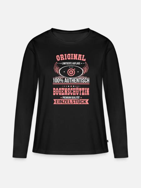 Bogenschützin Original 100% Authentisch - Frauen Premium Bio Langarmshirt - Schwarz