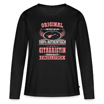 Gitarristin - Original 100% Authentisch - Frauen Premium Bio Langarmshirt - Schwarz - Vorne - Julia (174cm)