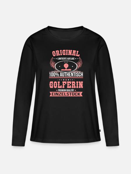 Golferin - Original 100% Authentisch - Frauen Premium Bio Langarmshirt - Schwarz