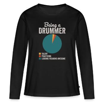 Être batteur percussion joueur de batterie musicien - T-shirt manches longues Premium bio Femme - noir - Devant - Julia (174cm)