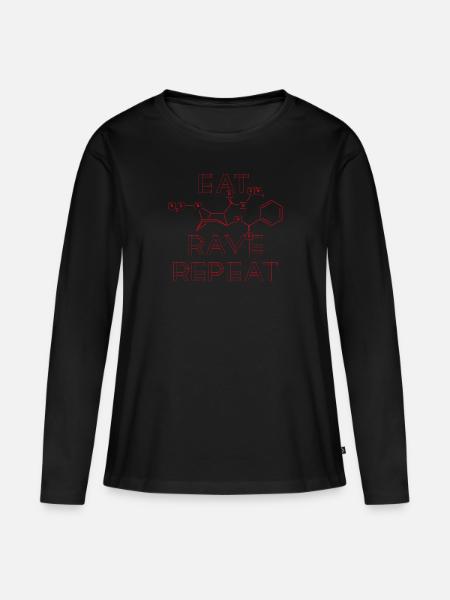 Trash Asset - EatCokeRaveRepeat [red] - Frauen Premium Bio Langarmshirt - Schwarz