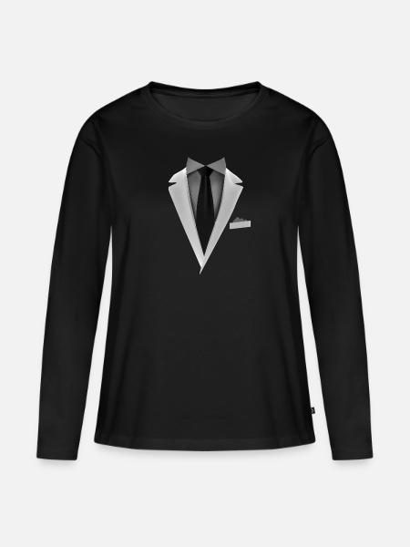 Smoking mit Krawatte für Hochzeiten und Besonderes - Frauen Premium Bio Langarmshirt - Schwarz