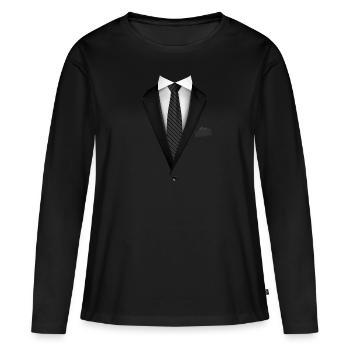 Tuxedo with a Tie For Weddings And Special - Women's Premium Organic Long Sleeve Shirt - black - Front - Julia (174cm)