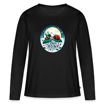 Bee Mine : abeille lunatique et coccinelle ludique - T-shirt manches longues Premium bio Femme - noir - Devant - Julia (174cm)