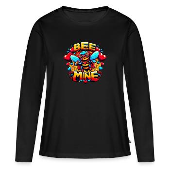 Bee Mine : lunatique abeille super-héros ludique - T-shirt manches longues Premium bio Femme - noir - Devant - Julia (174cm)