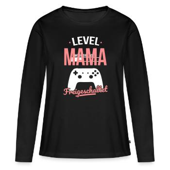 Level Mama freigeschaltet - Geschenkidee Muttertag - Frauen Premium Bio Langarmshirt - Schwarz - Vorne - Julia (174cm)
