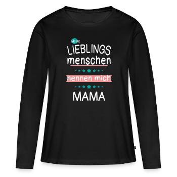 Meine Lieblingsmenschen nennen mich Mama Muttertag - Frauen Premium Bio Langarmshirt - Schwarz - Vorne - Julia (174cm)