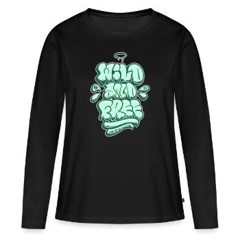 Wild and Free – Graffiti Bubble Style - T-shirt manches longues Premium bio Femme - noir - Devant - Julia (174cm)