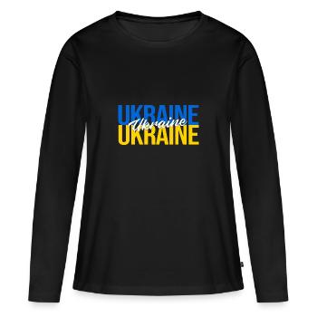 Ukraine - T-shirt manches longues Premium bio Femme - noir - Devant - Julia (174cm)