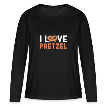 bretzel - T-shirt manches longues Premium bio Femme - noir - Devant - Julia (174cm)