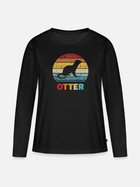 Otter - Frauen Premium Bio Langarmshirt - Schwarz