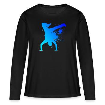 Breakdance Break Dance Femmes Bboy Homme - T-shirt manches longues Premium bio Femme - noir - Devant - Julia (174cm)