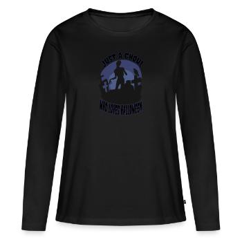 Halloween Juste une goule qui aime - T-shirt manches longues Premium bio Femme - noir - Devant - Julia (174cm)