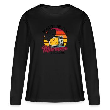 Maître cuisinier de la cuisine au micro-ondes en disant drôle - T-shirt manches longues Premium bio Femme - noir - Devant - Julia (174cm)