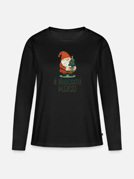 Weihnachten Lustiger Spruch Ä Tännsch'n Please - Frauen Premium Bio Langarmshirt - Schwarz