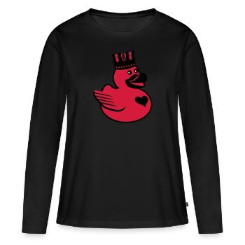 Canard du Roi - T-shirt manches longues Premium bio Femme - noir - Devant - Julia (174cm)