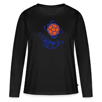 handball main ouverte open ballon - T-shirt manches longues Premium bio Femme - noir - Devant - Julia (174cm)