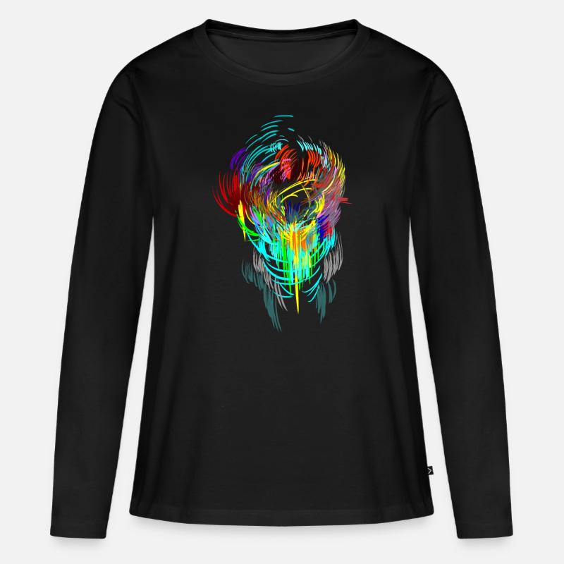 Neon - Maske Sci-Fi psychedellic Techno Gamer Head - Frauen Premium Bio Langarmshirt - Schwarz