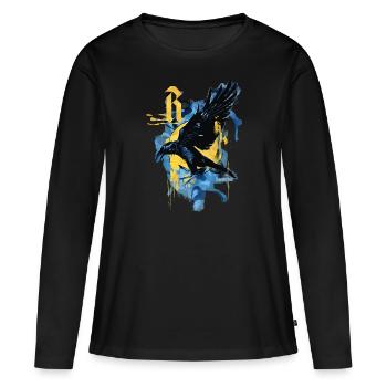 Harry Potter Haus Ravenclaw Rabe - Frauen Premium Bio Langarmshirt - Schwarz - Vorne - Julia (174cm)
