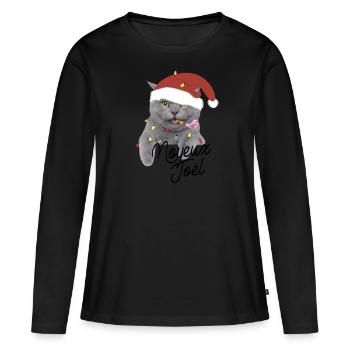 CHAT NOYEUX JOEL JOYEUX NOEL - T-shirt manches longues Premium bio Femme - noir - Devant - Julia (174cm)