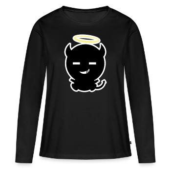 Petit bébé ange diable - T-shirt manches longues Premium bio Femme - noir - Devant - Julia (174cm)