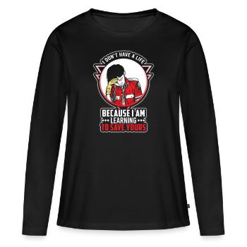 Médecin du service médical d'urgence paramédical - T-shirt manches longues Premium bio Femme - noir - Devant - Julia (174cm)