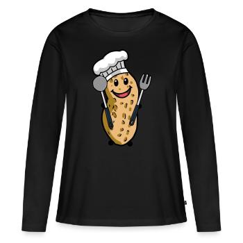 Cuisiner Cacahuète Gourmet Art Culinaire Hobby Chef Noix - T-shirt manches longues Premium bio Femme - noir - Devant - Julia (174cm)