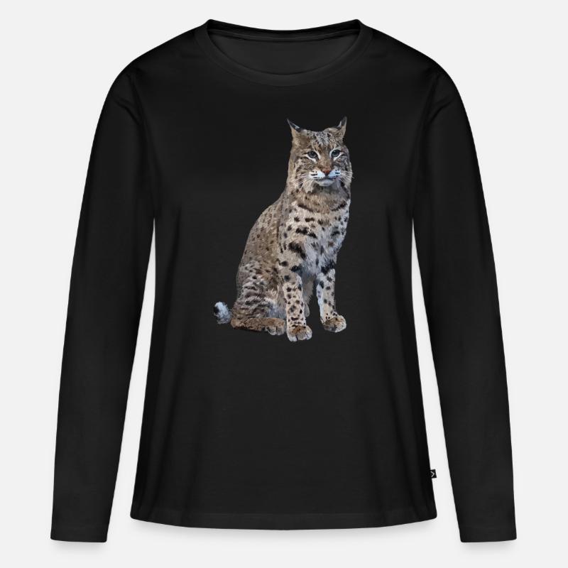 Luchs - Frauen Premium Bio Langarmshirt - Schwarz